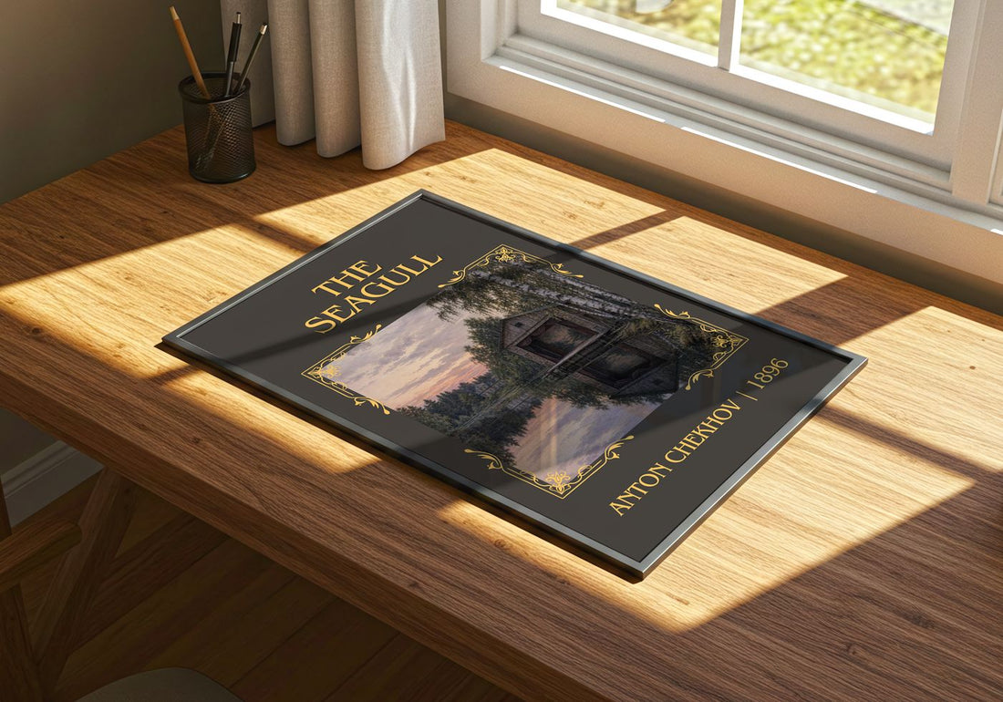 The Seagull Classic Book Art Print by Anton Chekhov – print on a sunlit desk