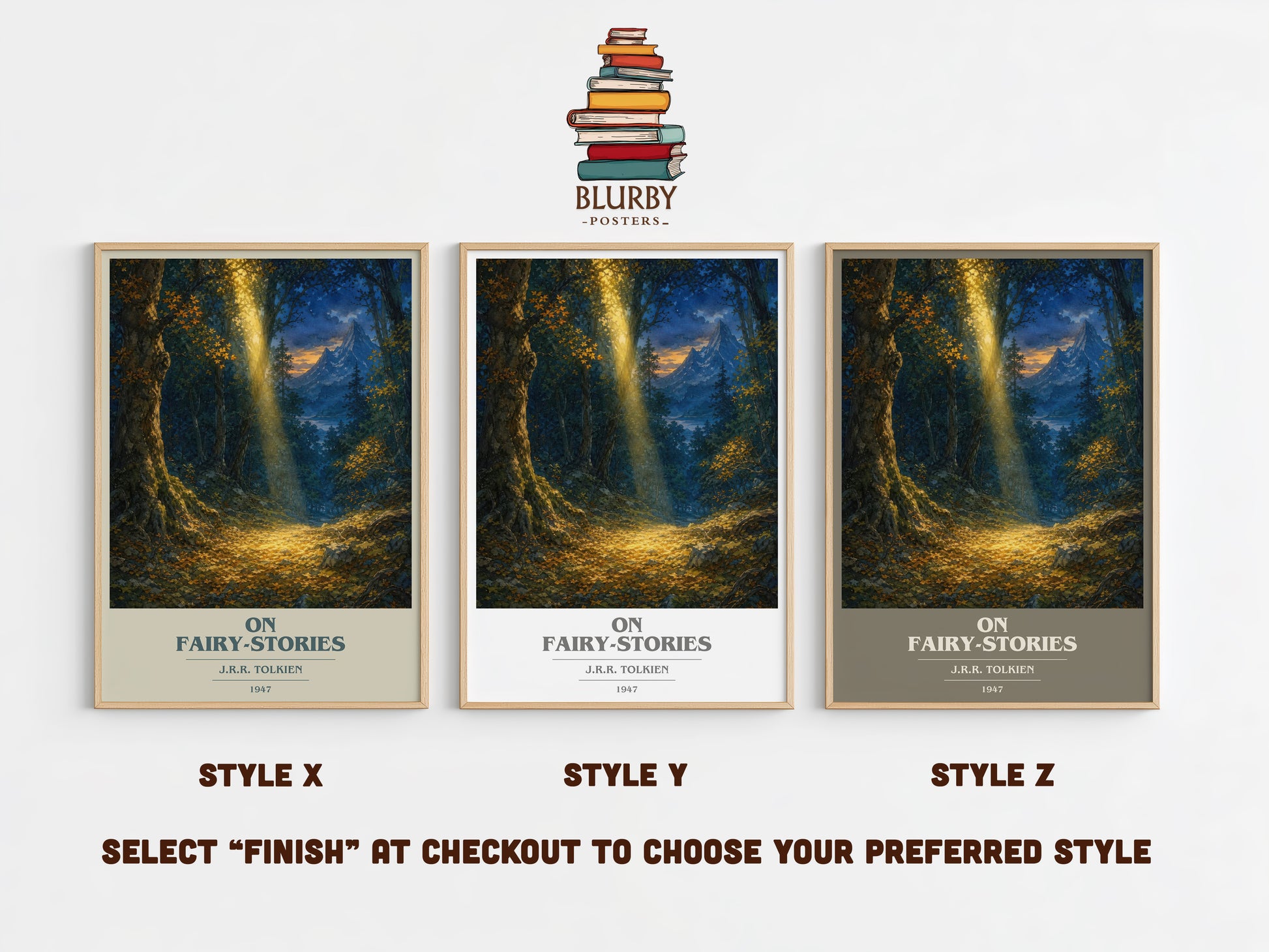 On Fairy-Stories book cover print in frame leaning in hallway – non fiction wall art