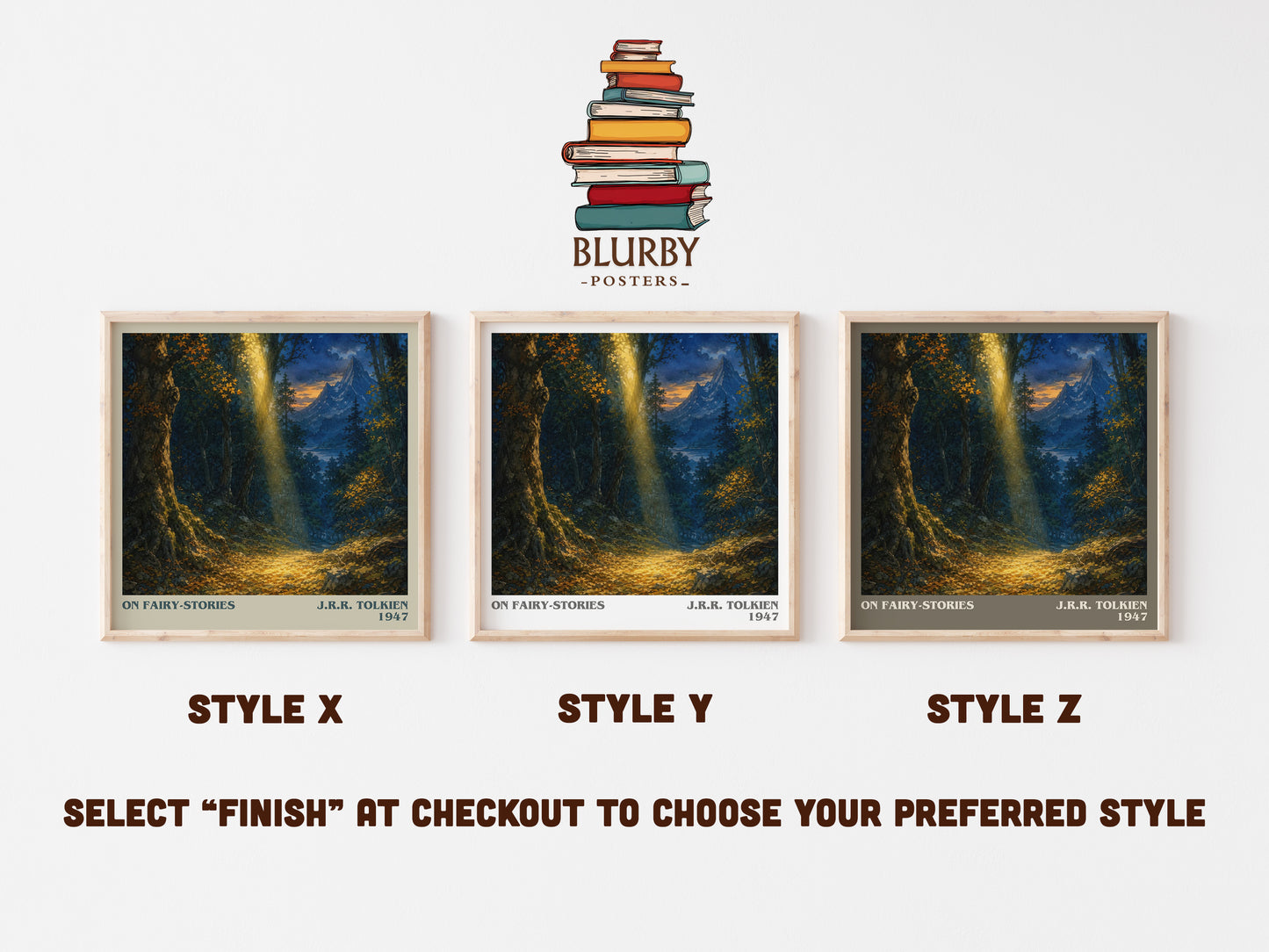 On Fairy-Stories literary print in frame leaning in hallway – non fiction wall art
