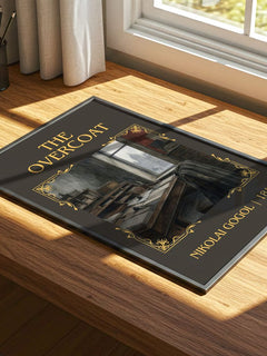 The Overcoat Classic Book Art Print by Nikolai Gogol – print on a sunlit desk