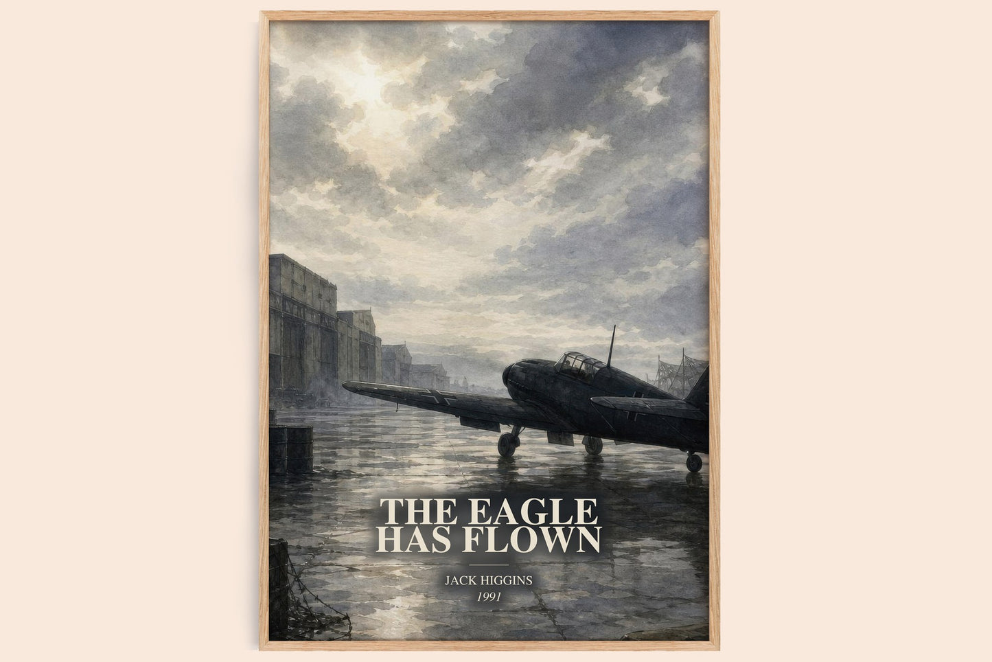 The Eagle Has Flown watercolour book poster by Jack Higgins – framed literary art print