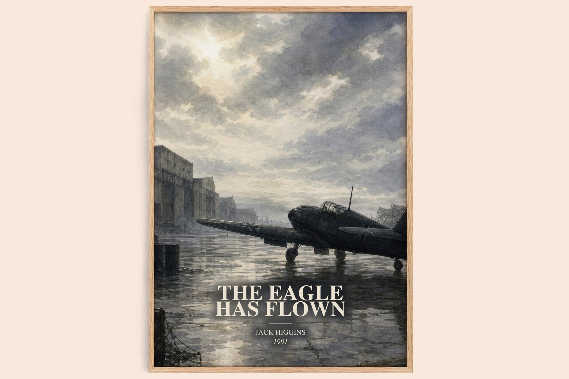 The Eagle Has Flown watercolour book poster by Jack Higgins – framed literary art print