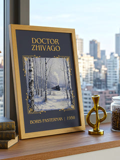 Doctor Zhivago Classic Book Art Print by Boris Pasternak – framed print on a city-view windowsill