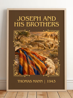 Joseph and His Brothers Classic Book Art Print by Thomas Mann – framed print leaning on a wooden floor
