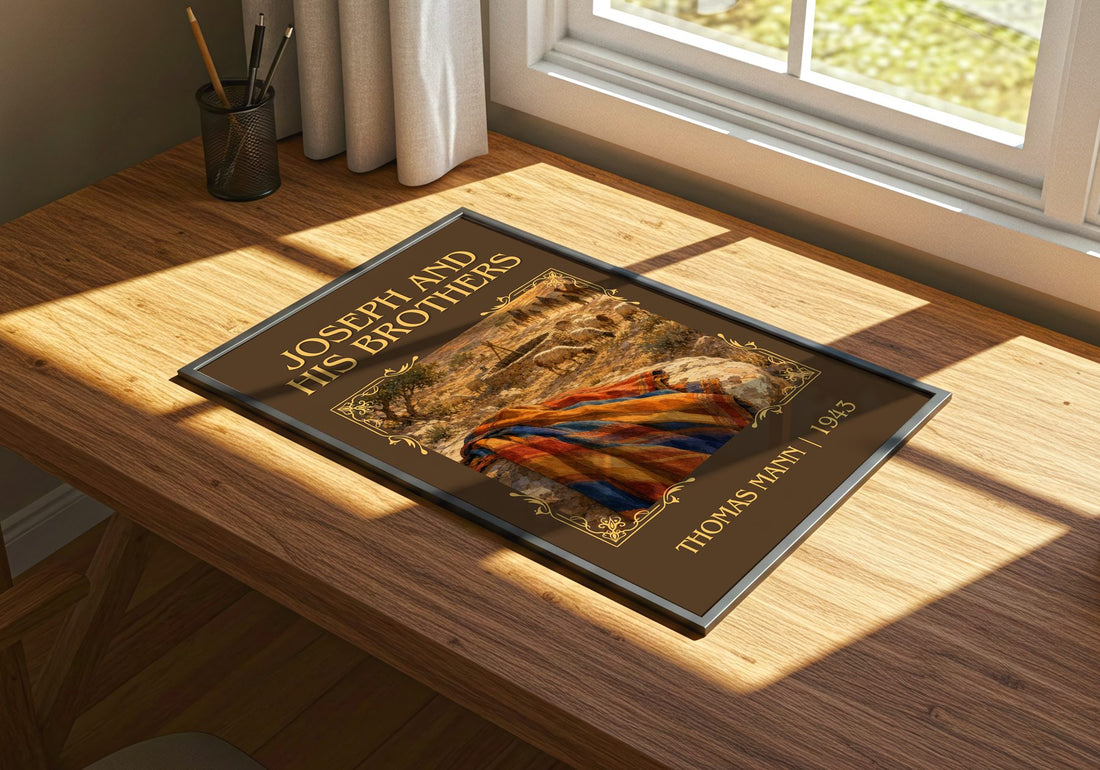 Joseph and His Brothers Classic Book Art Print by Thomas Mann – print on a sunlit desk