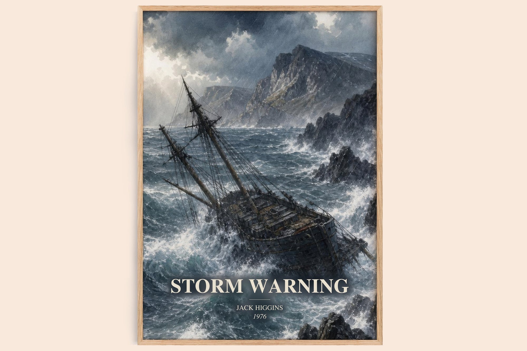 Storm Warning watercolour book poster by Jack Higgins – framed literary art print
