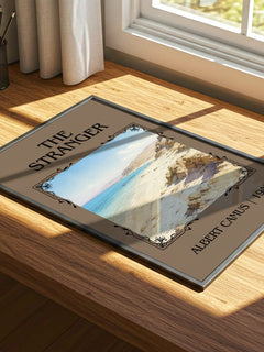 The Stranger Classic Book Art Print by Albert Camus – print on a sunlit desk