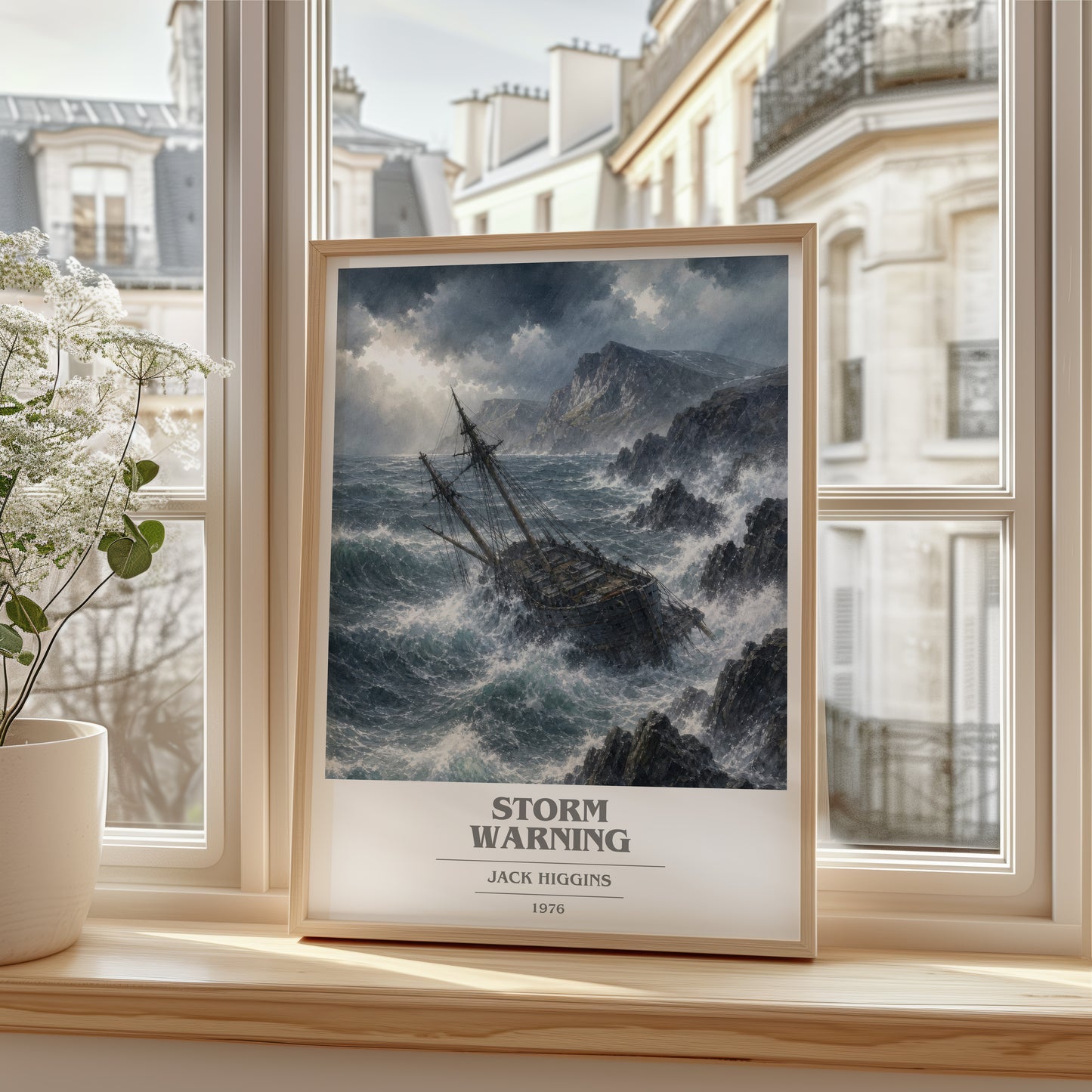 Storm Warning book cover poster colour and style options – Jack Higgins book art