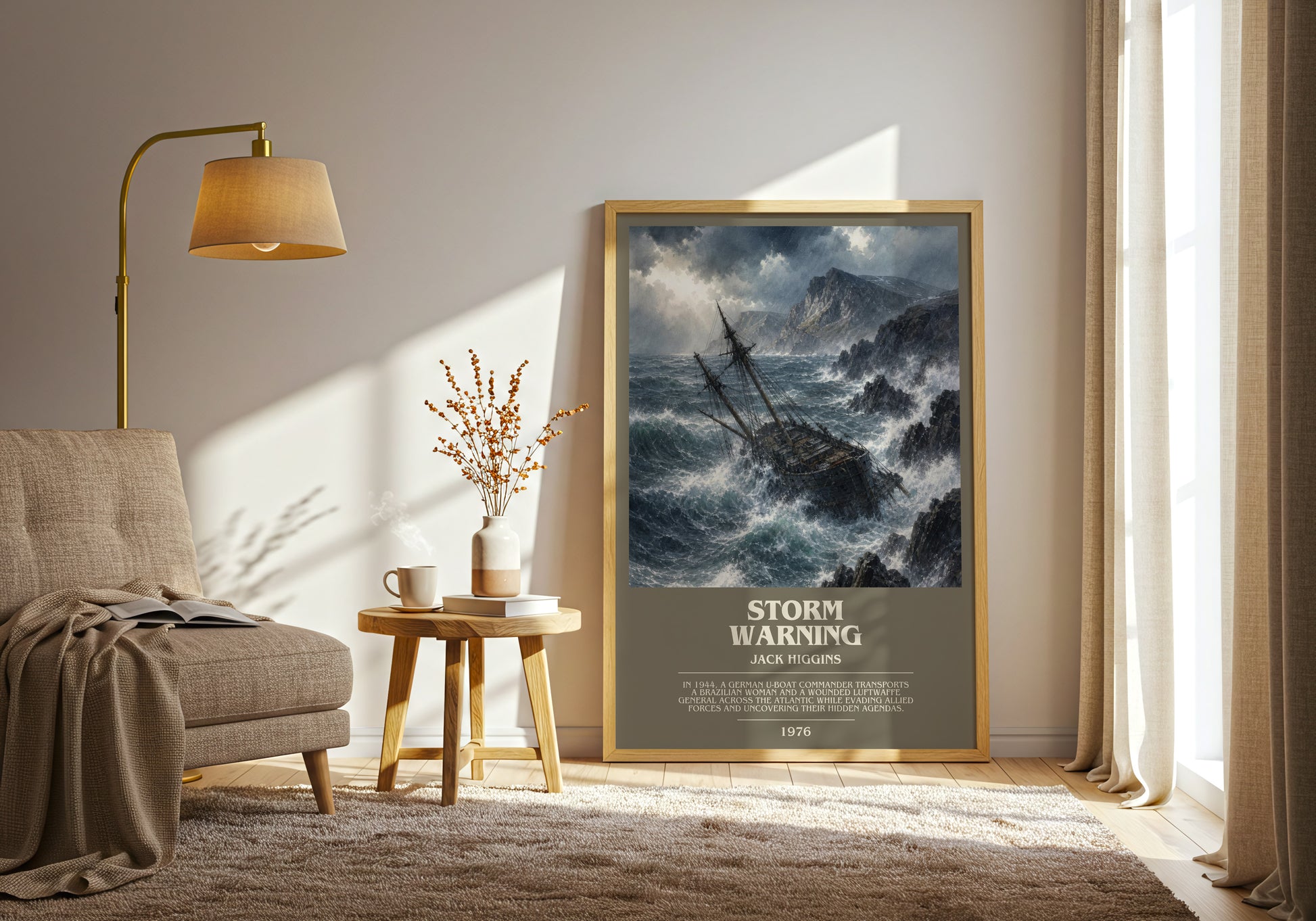 Storm Warning bookish print on bookshelf – Jack Higgins fan gift