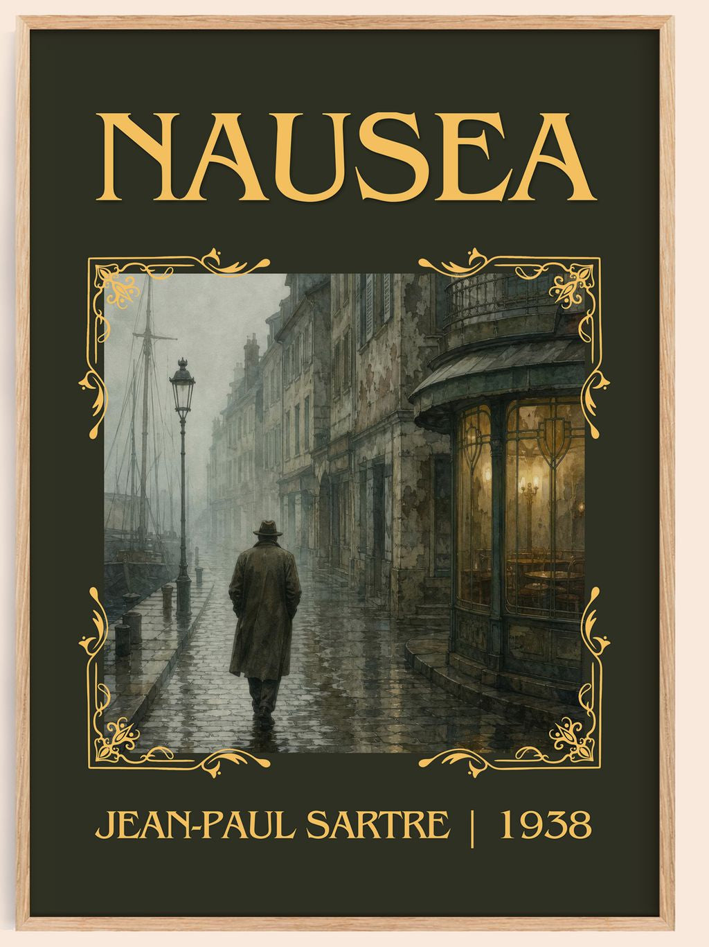 Nausea Classic Book Art Print by Jean-Paul Sartre – book poster