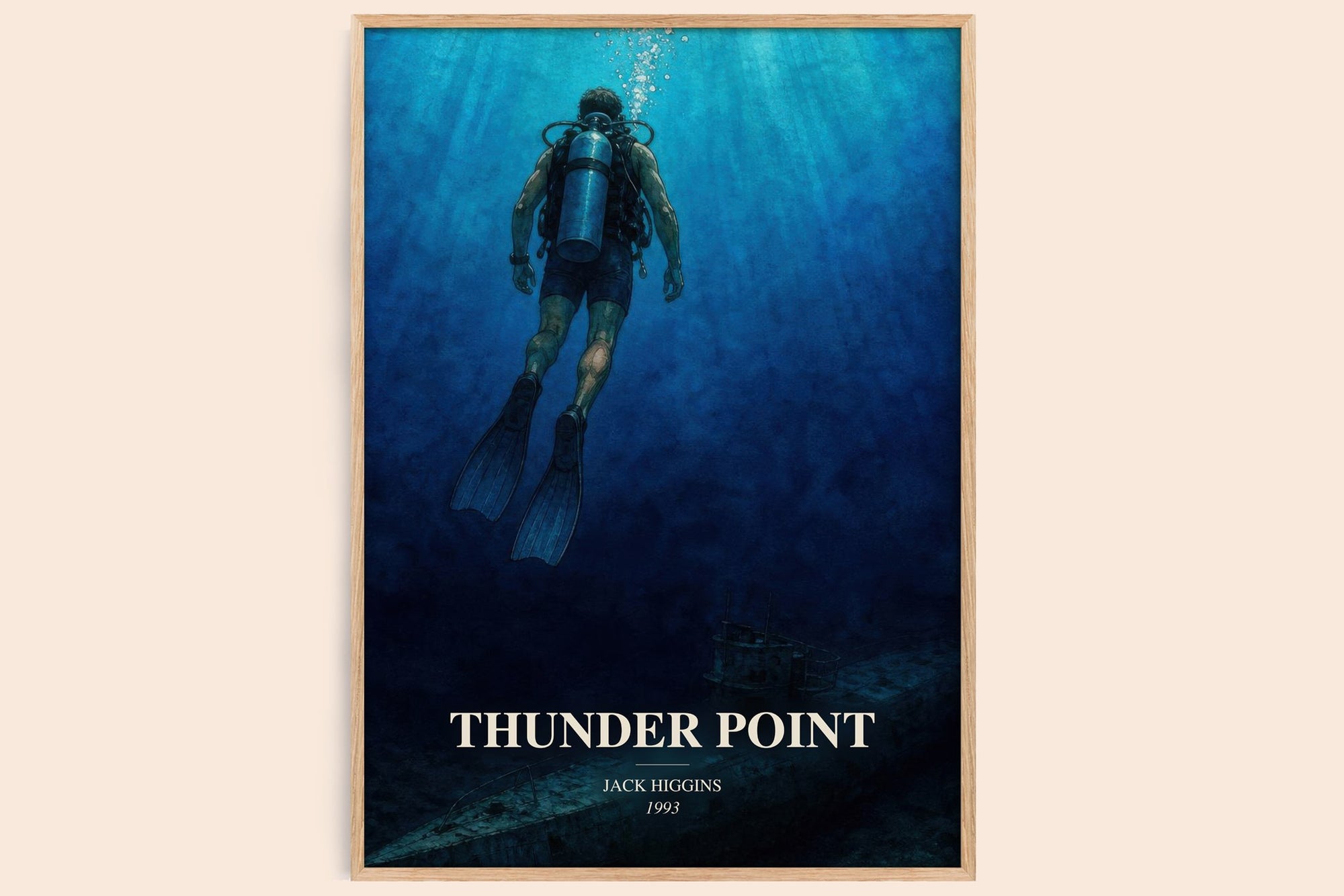 Thunder Point watercolour book poster by Jack Higgins – framed literary art print