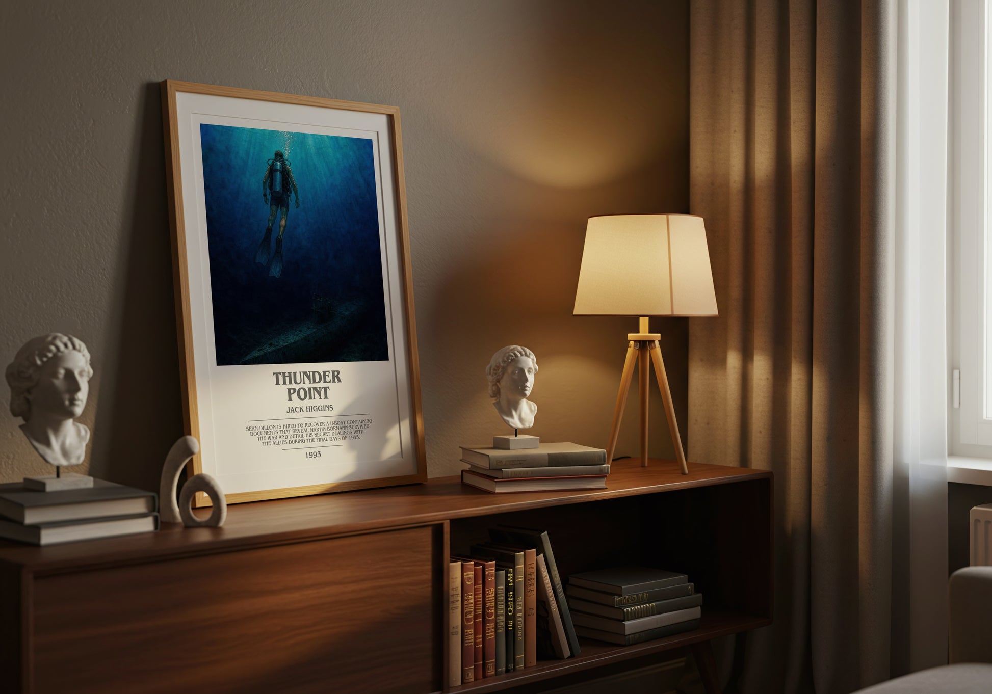 Thunder Point bookish book poster framed on wall – thriller wall art