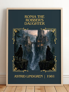 Ronia the Robber's Daughter Classic Book Art Print by Astrid Lindgren – framed print leaning on a wooden floor