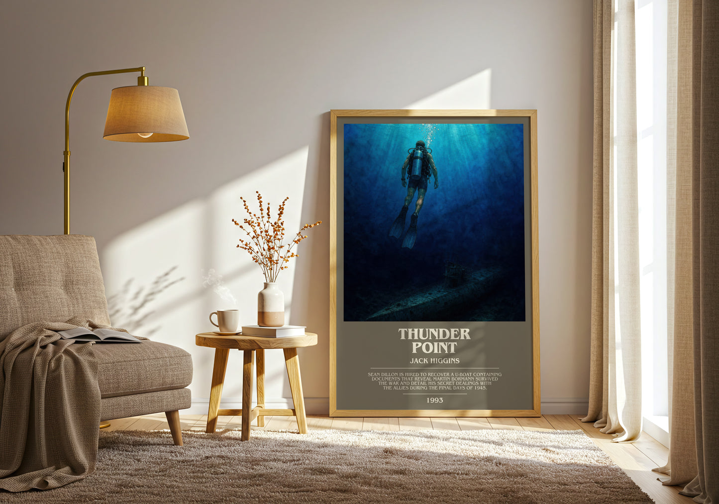Thunder Point bookish print on bookshelf – Jack Higgins fan gift