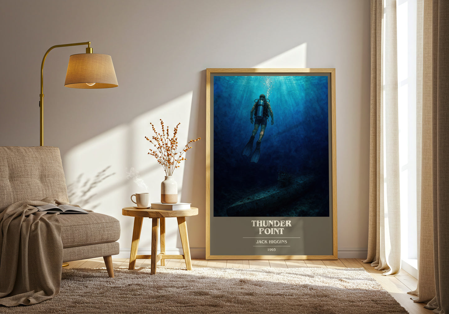 Thunder Point book cover print on bookshelf – Jack Higgins fan gift