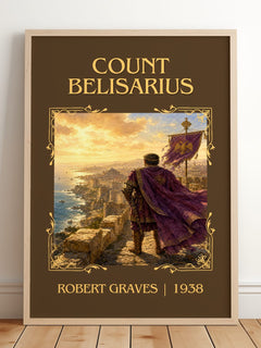 Count Belisarius Classic Book Art Print by Robert Graves – framed print leaning on a wooden floor