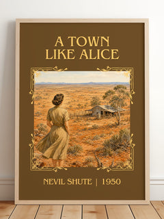 A Town Like Alice Classic Book Art Print by Nevil Shute – framed print leaning on a wooden floor