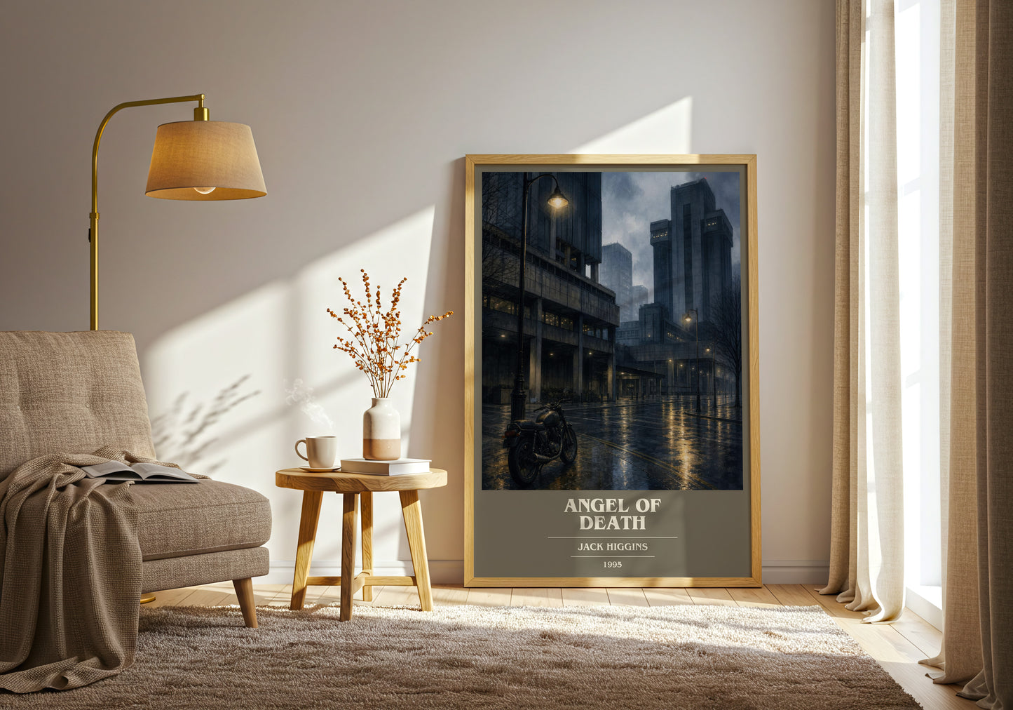 Angel Of Death book cover print on bookshelf – Jack Higgins fan gift