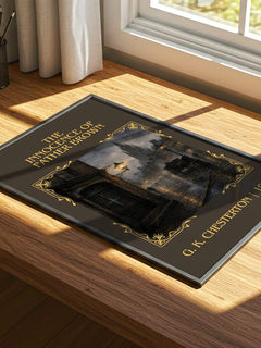 Innocence of Father Brown Classic Book Art Print by G. K. Chesterton – print on a sunlit desk