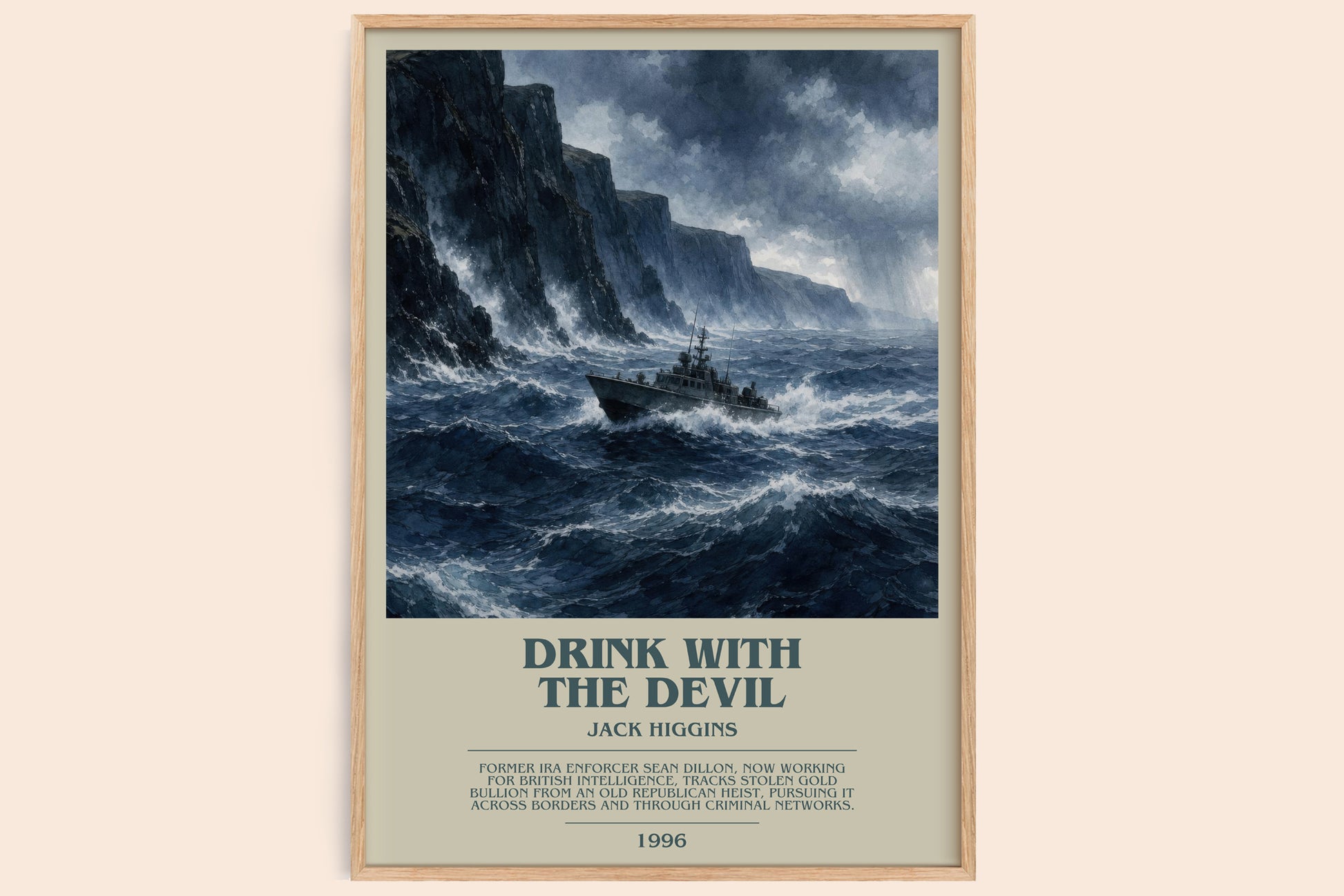 Drink With The Devil bookish book poster by Jack Higgins – framed literary art print