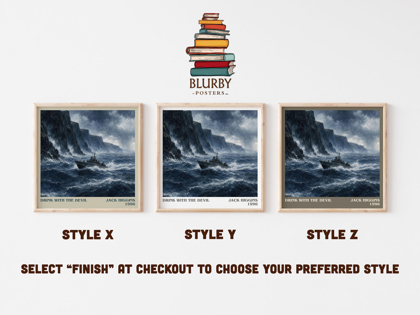 Drink With The Devil literary print in frame leaning in hallway – thriller wall art