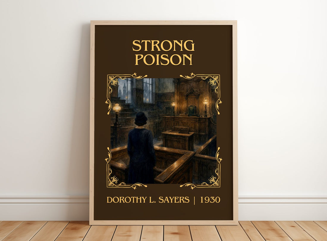 Strong Poison Classic Book Art Print by Dorothy L. Sayers – framed print leaning on a wooden floor