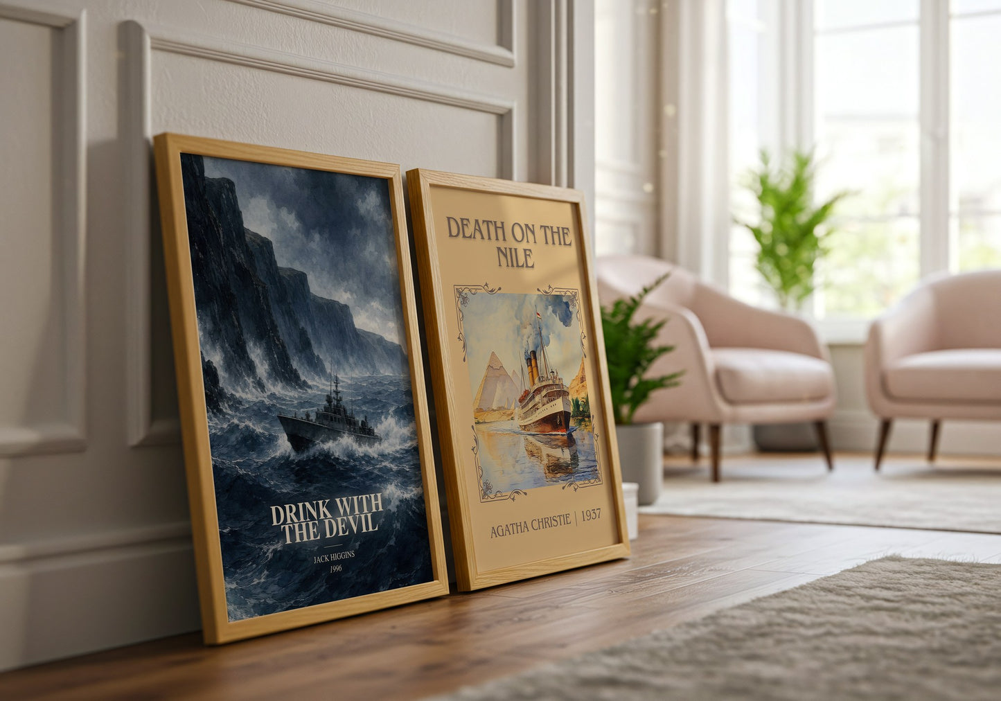 Drink With The Devil watercolour print framed by window – literary home decor