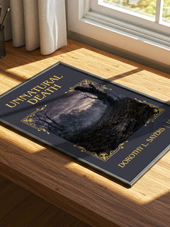 Unnatural Death Classic Book Art Print by Dorothy L. Sayers – print on a sunlit desk