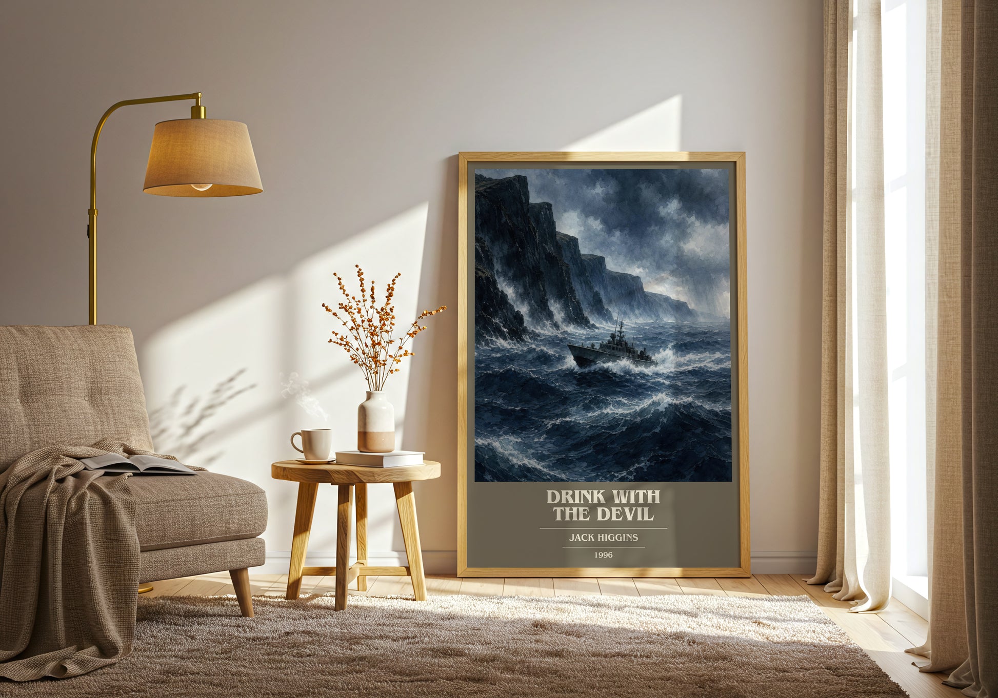 Drink With The Devil book cover print on bookshelf – Jack Higgins fan gift