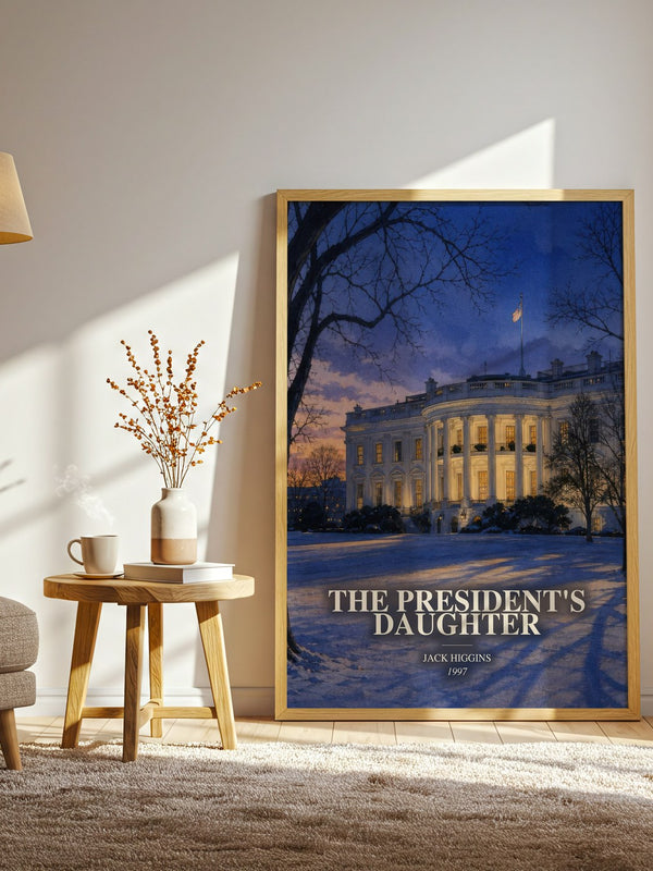 The President'S Daughter watercolour print in frame leaning in hallway – thriller wall art