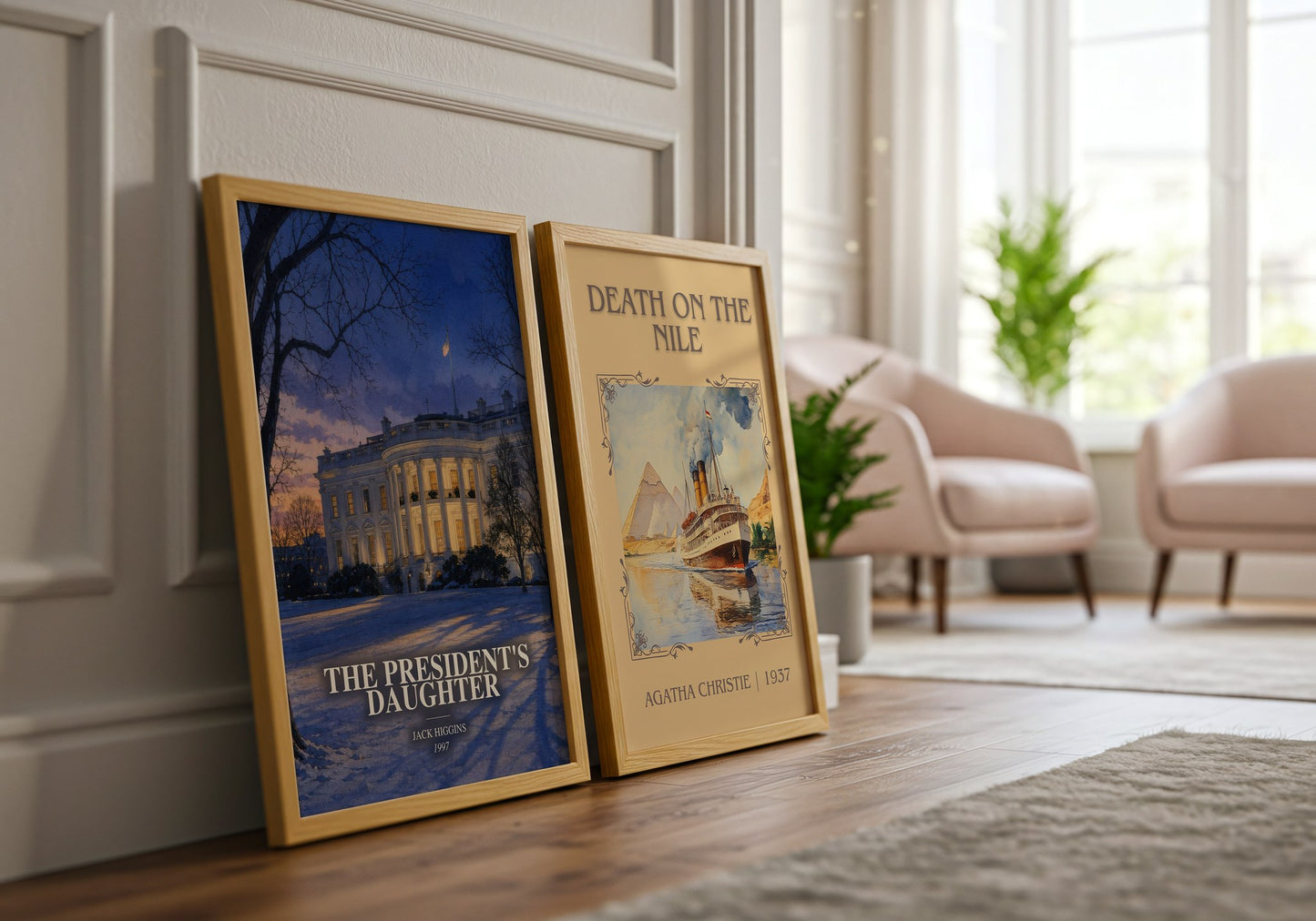 The President'S Daughter watercolour print framed by window – literary home decor