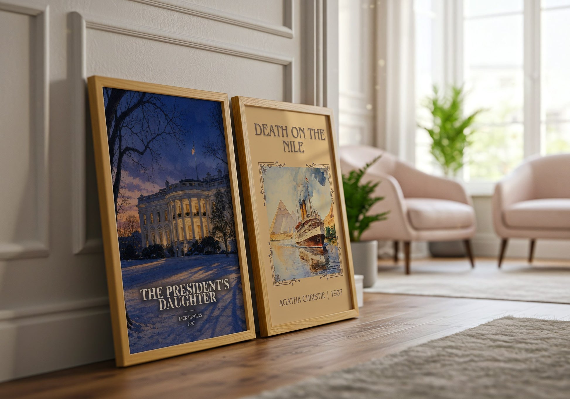 The President'S Daughter watercolour print framed by window – literary home decor