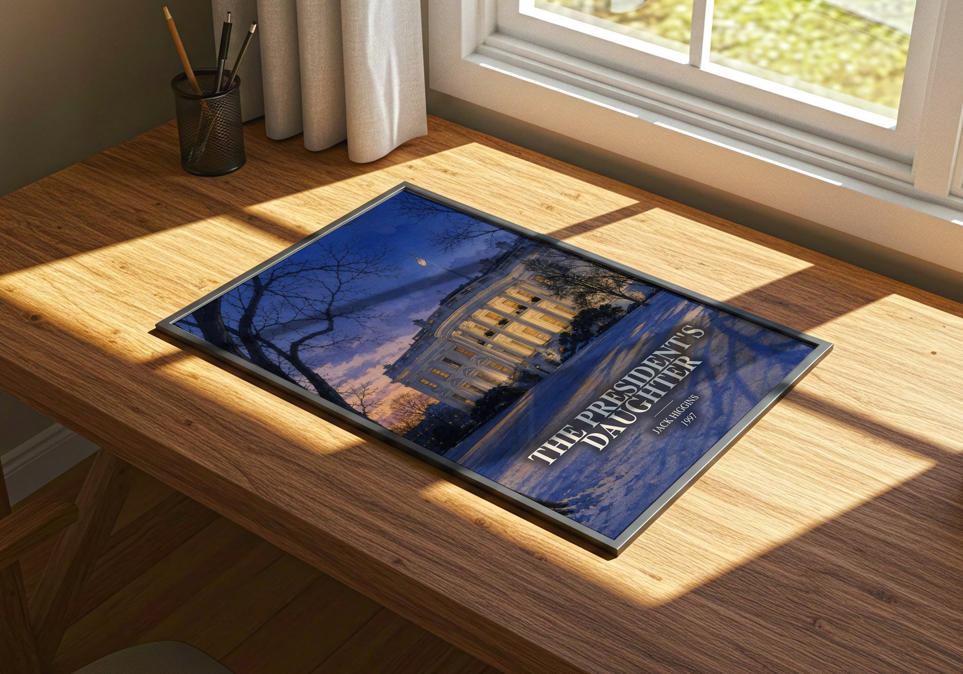 The President'S Daughter watercolour book poster framed on wall – thriller wall art