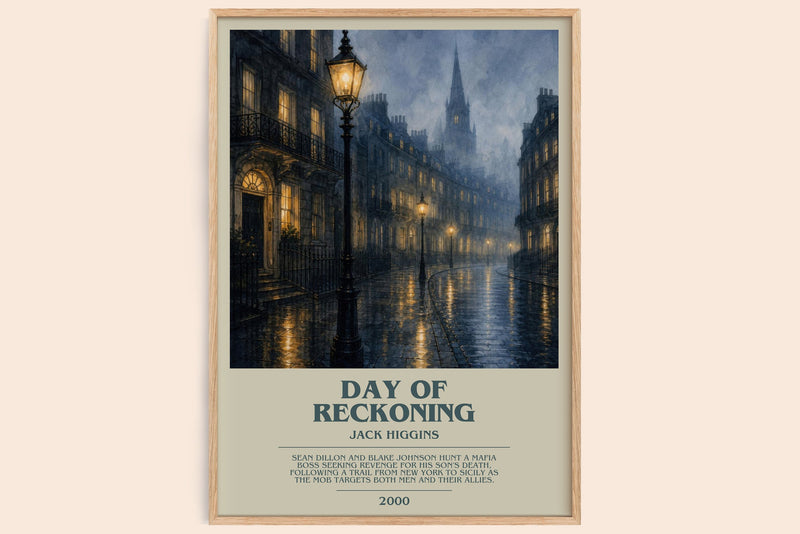 Day Of Reckoning bookish book poster by Jack Higgins – framed literary art print