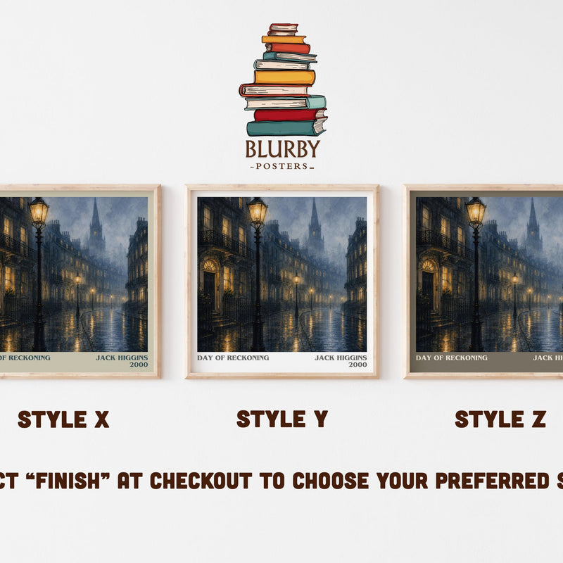 Day Of Reckoning literary print in frame leaning in hallway – thriller wall art