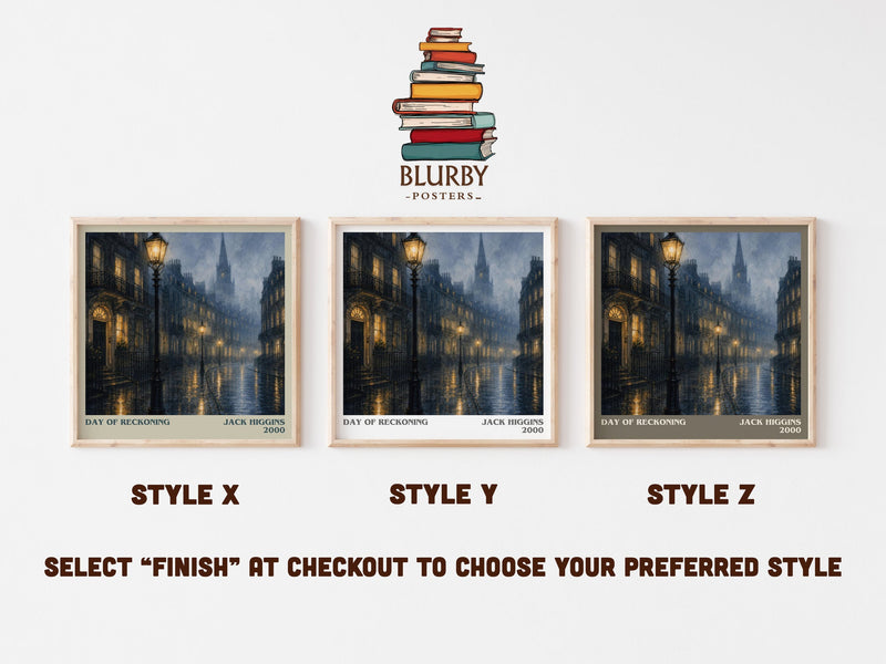 Day Of Reckoning literary print in frame leaning in hallway – thriller wall art
