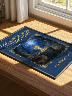 The Once and Future King Classic Book Art Print by T.H. White – print on a sunlit desk