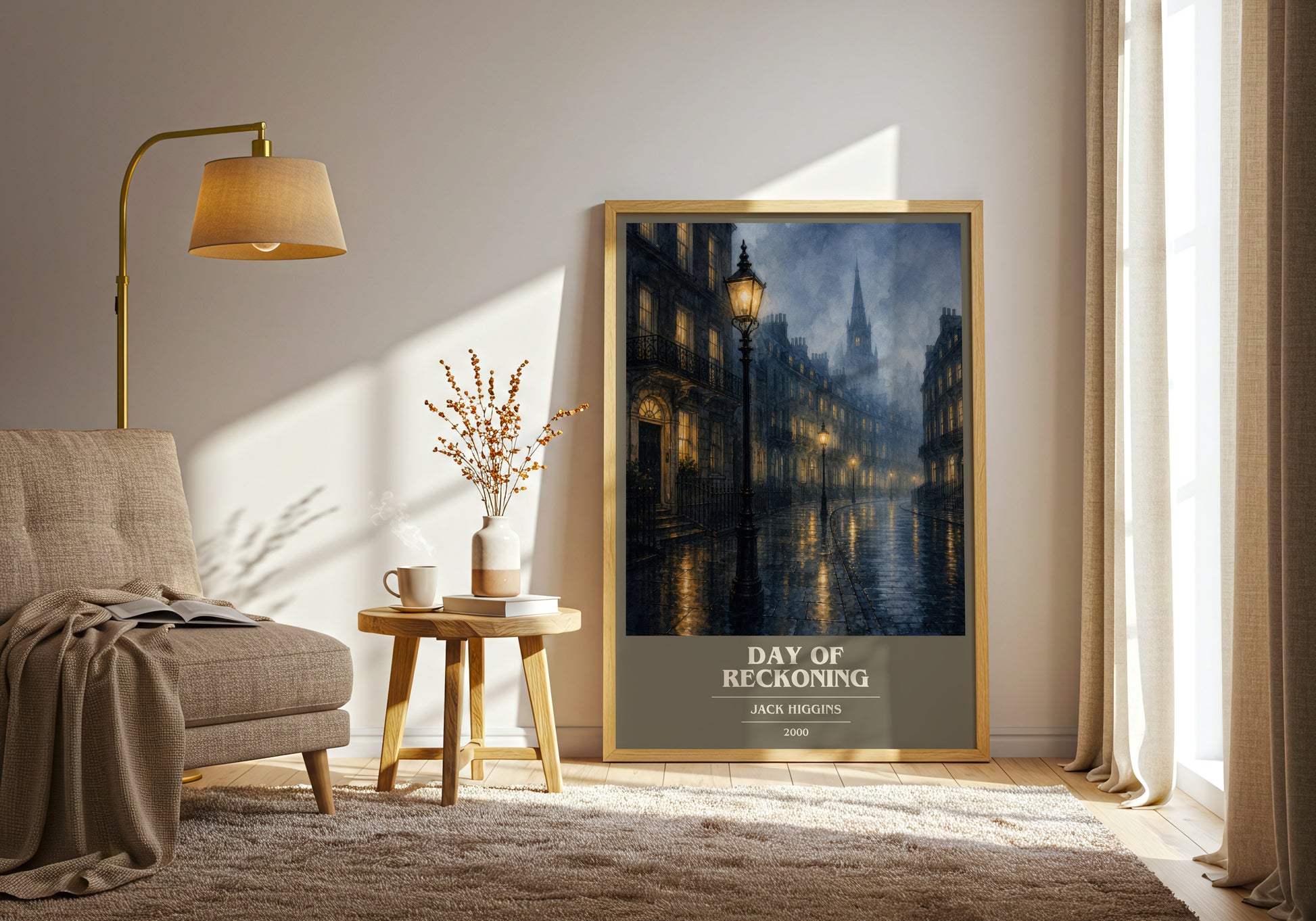 Day Of Reckoning book cover print on bookshelf – Jack Higgins fan gift