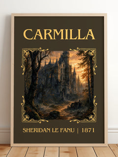 Carmilla Classic Book Art Print by Sheridan Le Fanu – framed print leaning on a wooden floor