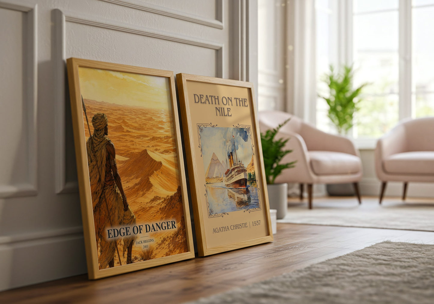Edge Of Danger watercolour print framed by window – literary home decor
