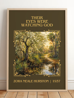 Their Eyes Were Watching God Classic Book Art Print by Z. Hurston – framed print leaning on a wooden floor
