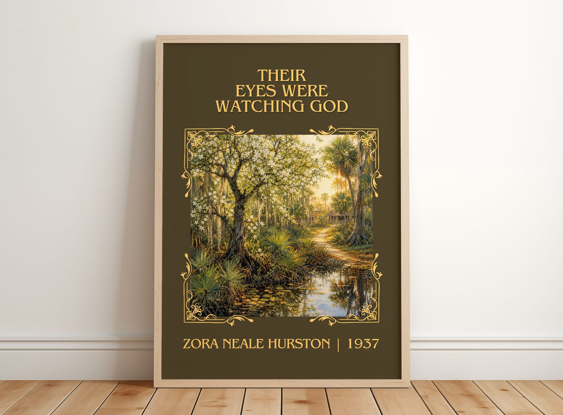 Their Eyes Were Watching God Classic Book Art Print by Z. Hurston – framed print leaning on a wooden floor