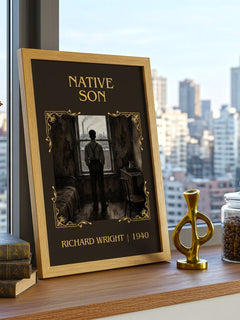 Native Son Classic Book Art Print by Richard Wright – framed print on a city-view windowsill