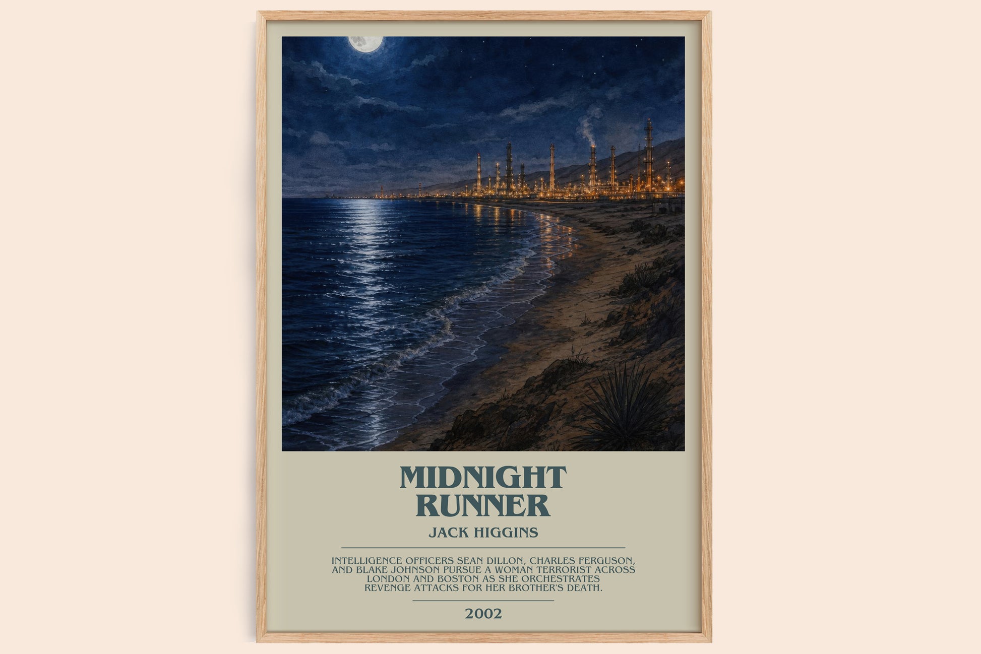 Midnight Runner bookish book poster by Jack Higgins – framed literary art print