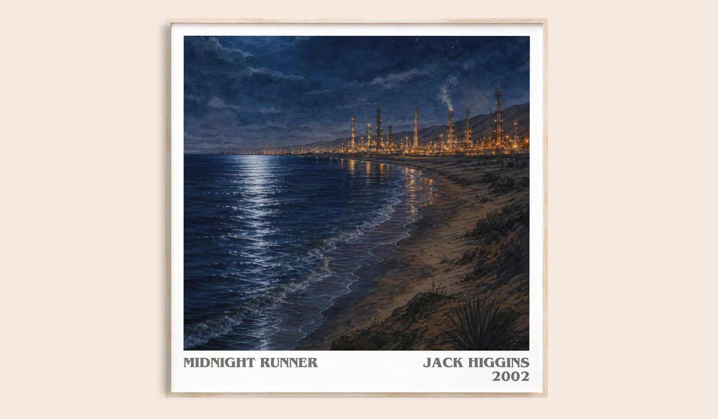 Midnight Runner literary book poster by Jack Higgins – framed literary art print