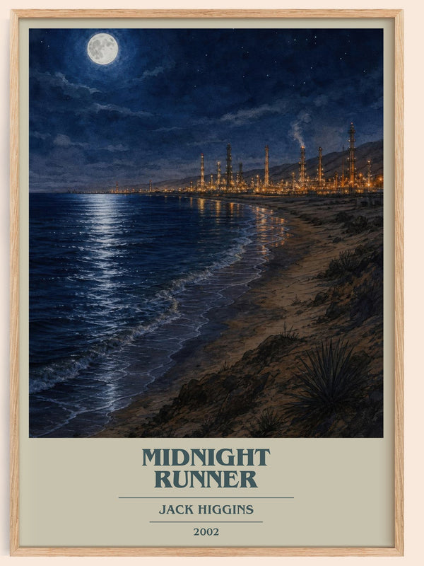Midnight Runner book cover book poster by Jack Higgins – framed literary art print
