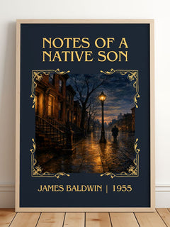 Notes of a Native Son Classic Book Art Print by James Baldwin – framed print leaning on a wooden floor