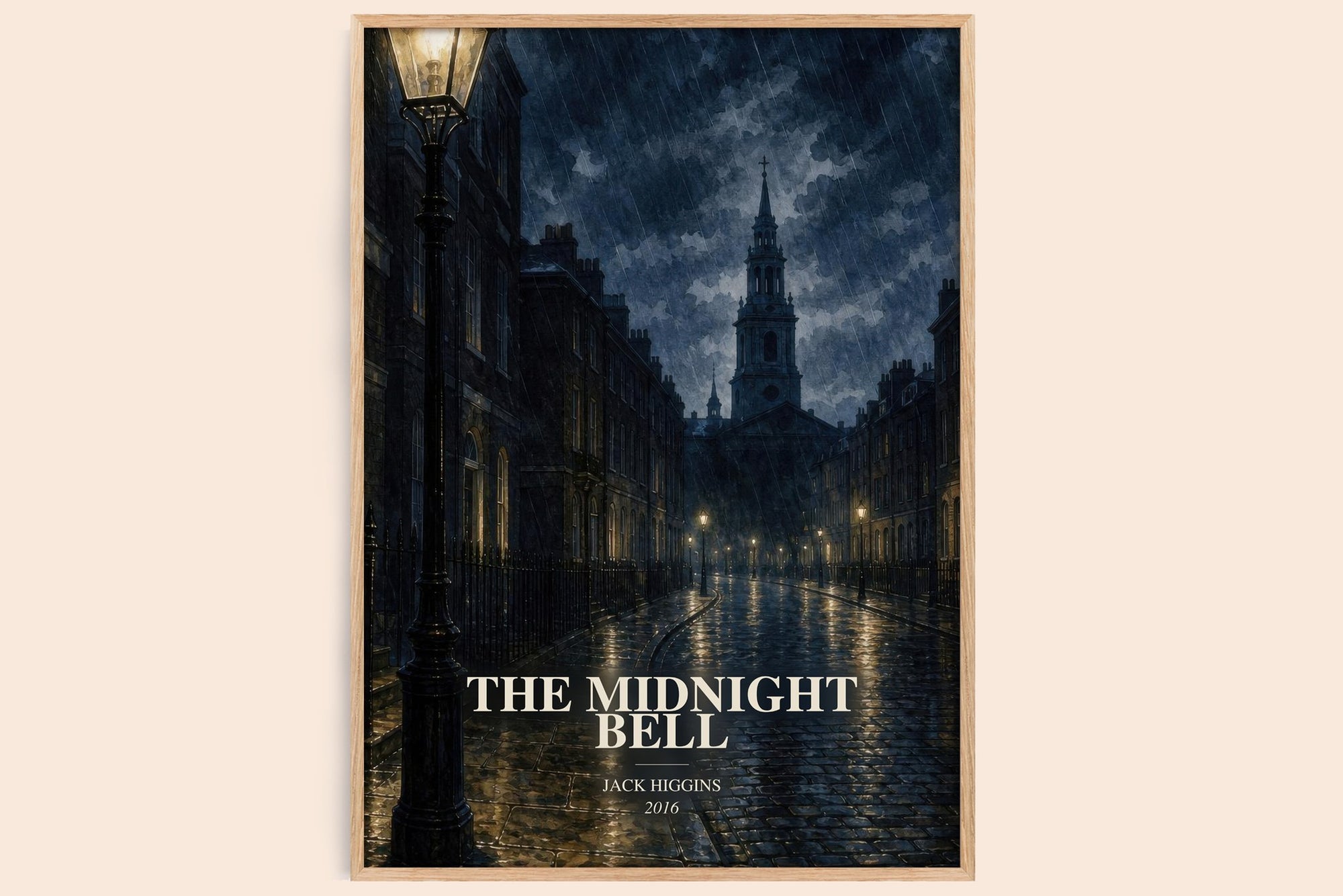 The Midnight Bell watercolour book poster by Jack Higgins – framed literary art print