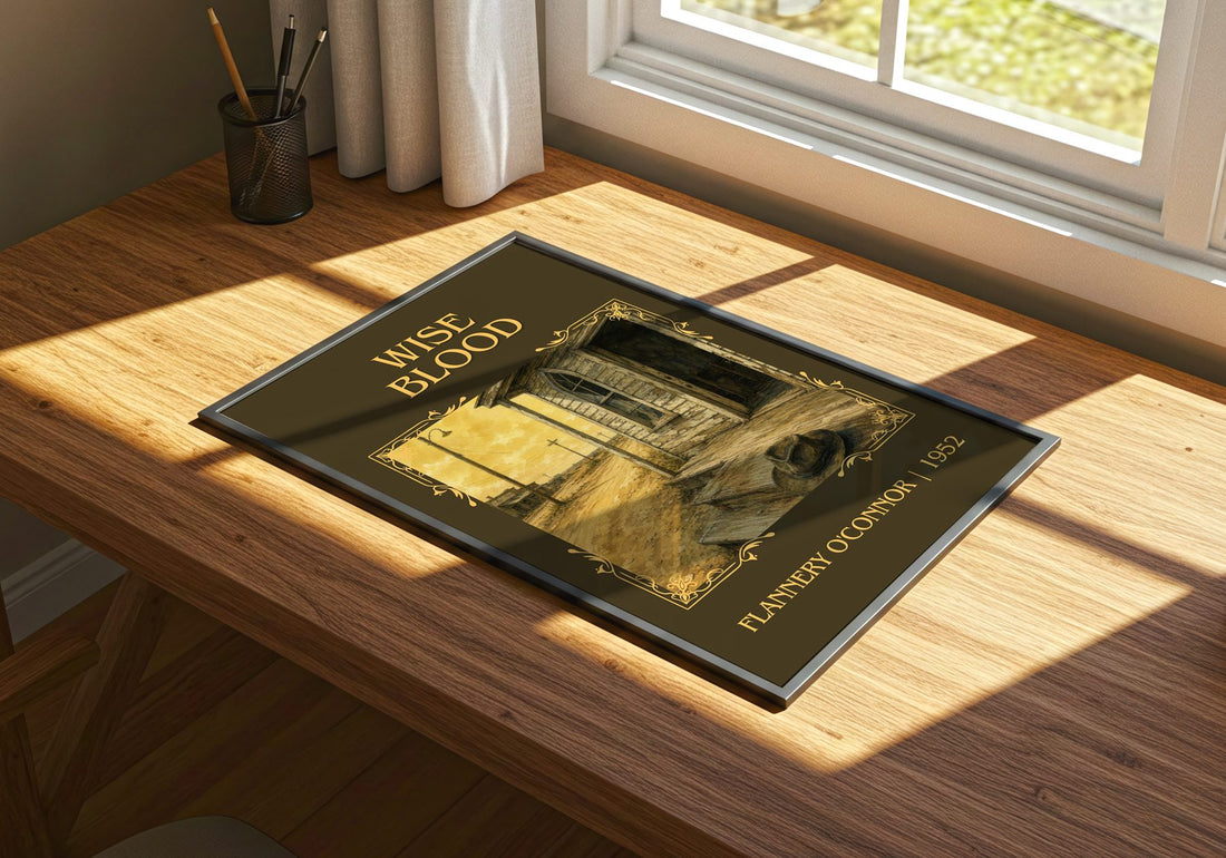 Wise Blood Classic Book Art Print by Flannery O'Connor – print on a sunlit desk