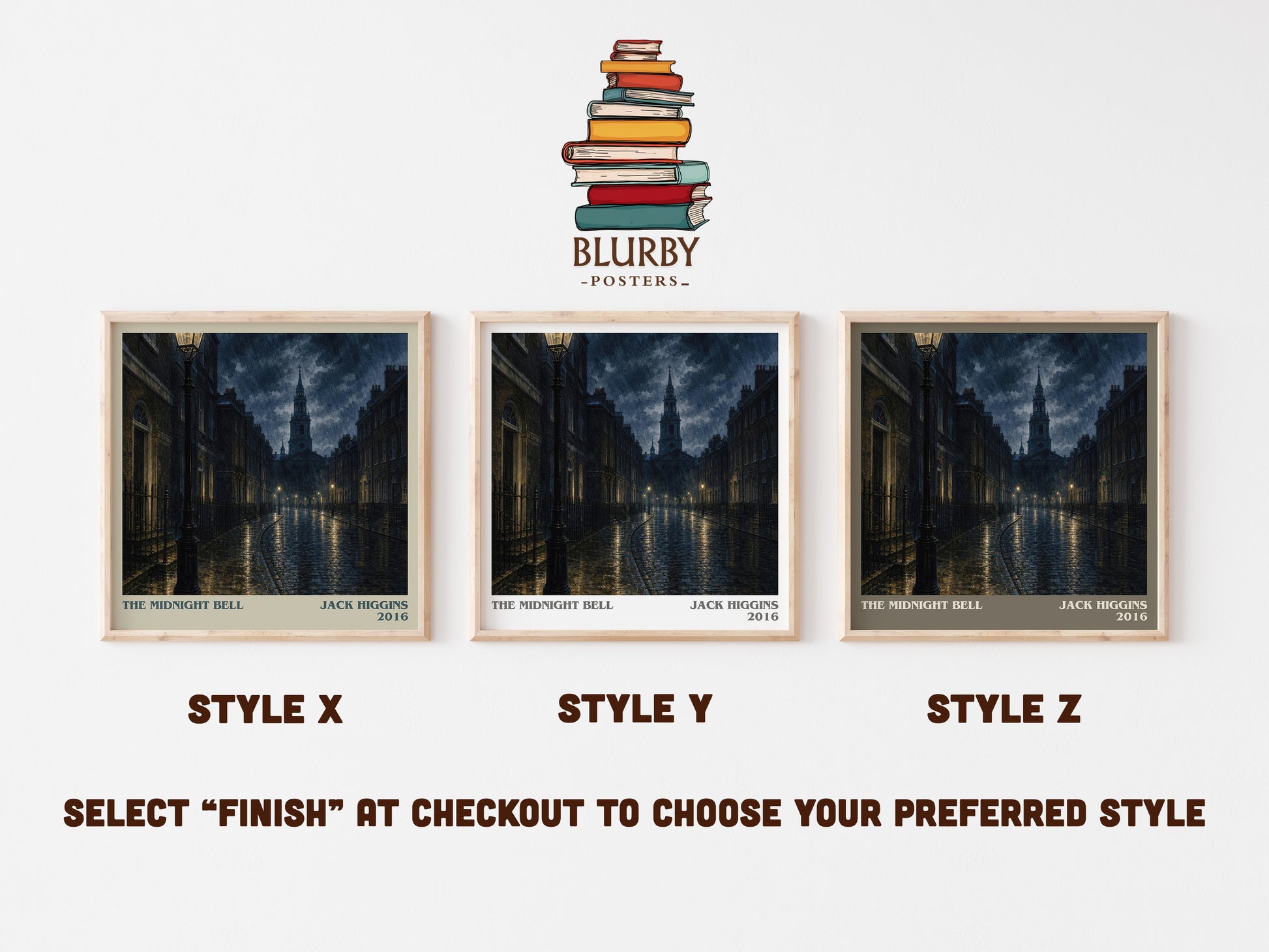 The Midnight Bell literary print in frame leaning in hallway – thriller wall art